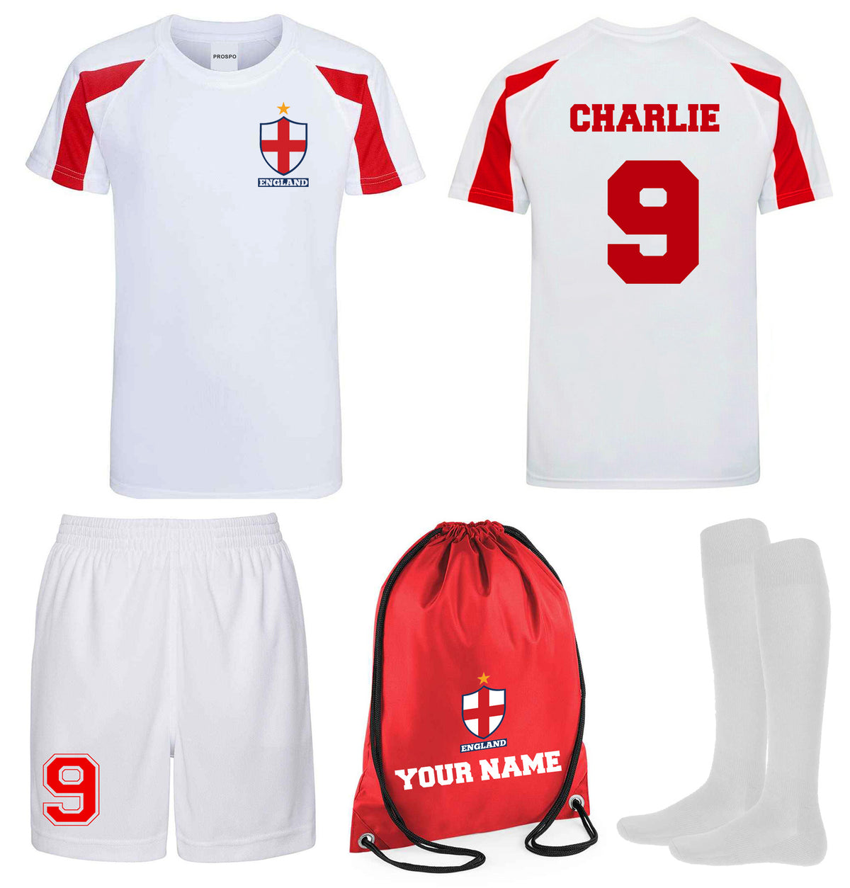 Children Personalised England Flag Badge Sports Football Kit