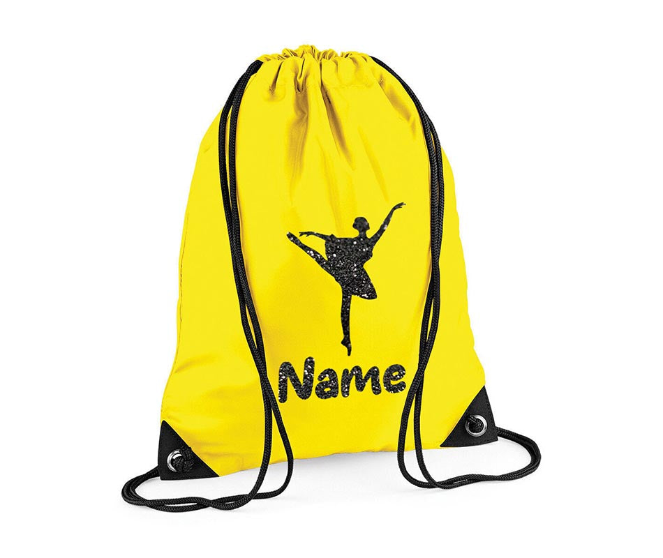 Personalised Dance Pull String Bag Girls Glitter Drawstring Ballet Kids Gift