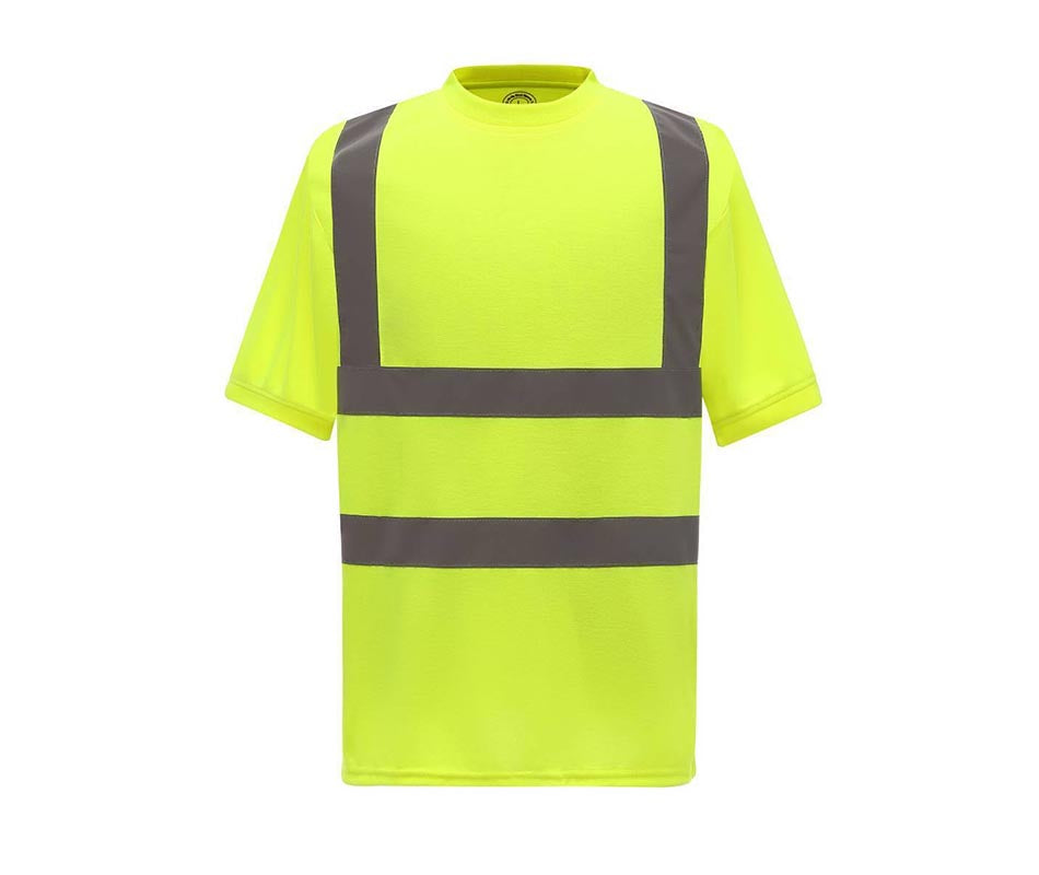 Hi Vis Viz Polo T-Shirt High Visibility Reflective Tape Safety Security Work Top - 5XL