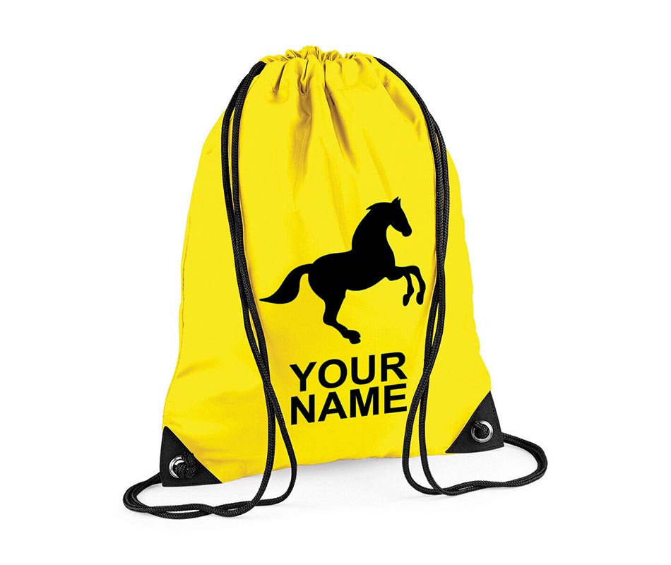 Personalised Unisex Equestrian Pull String Bag Drawstring Ballet Kids Gift Casual Backpack