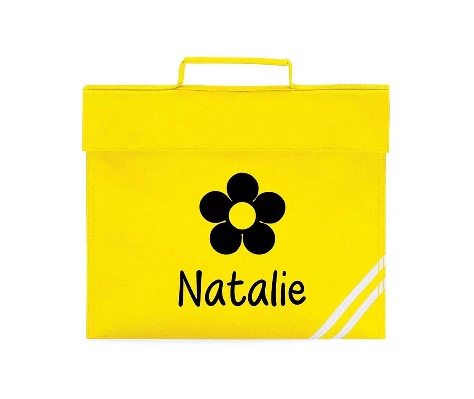 Personalised Flower Motif Book Bags School Kids Children's Boys Girls Best Gift