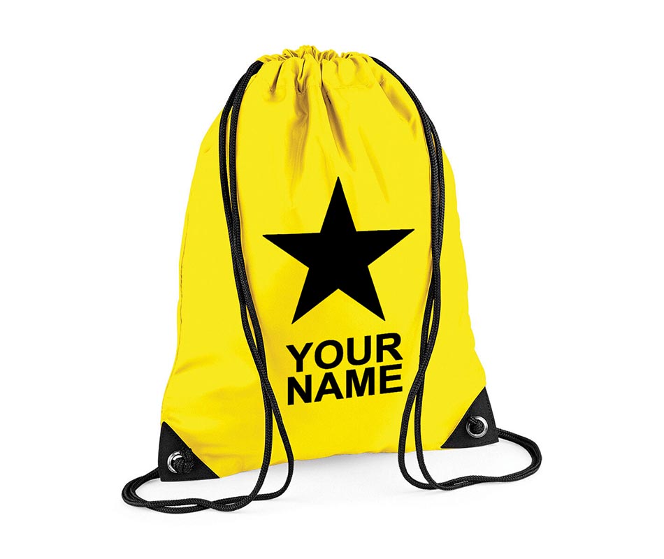 Personalised Unisex Star Pull String Bag Drawstring Ballet Kids Gift Casual Backpack