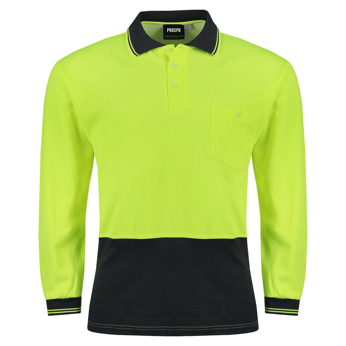 Mens Hi Viz Polo Shirt Long Sleeve High Visibility Safety Work Vis Top