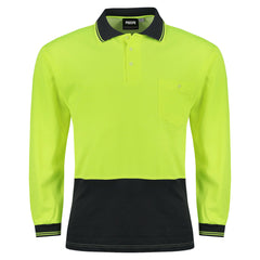 Mens Hi Viz Polo Shirt Long Sleeve High Visibility Safety Work Vis Top