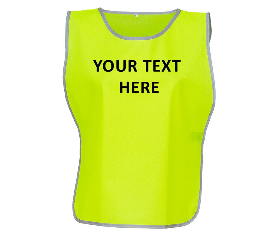 Personalised Text Hi-Vis Tabard Reflective Sports Team Waistcoat Safety Vest