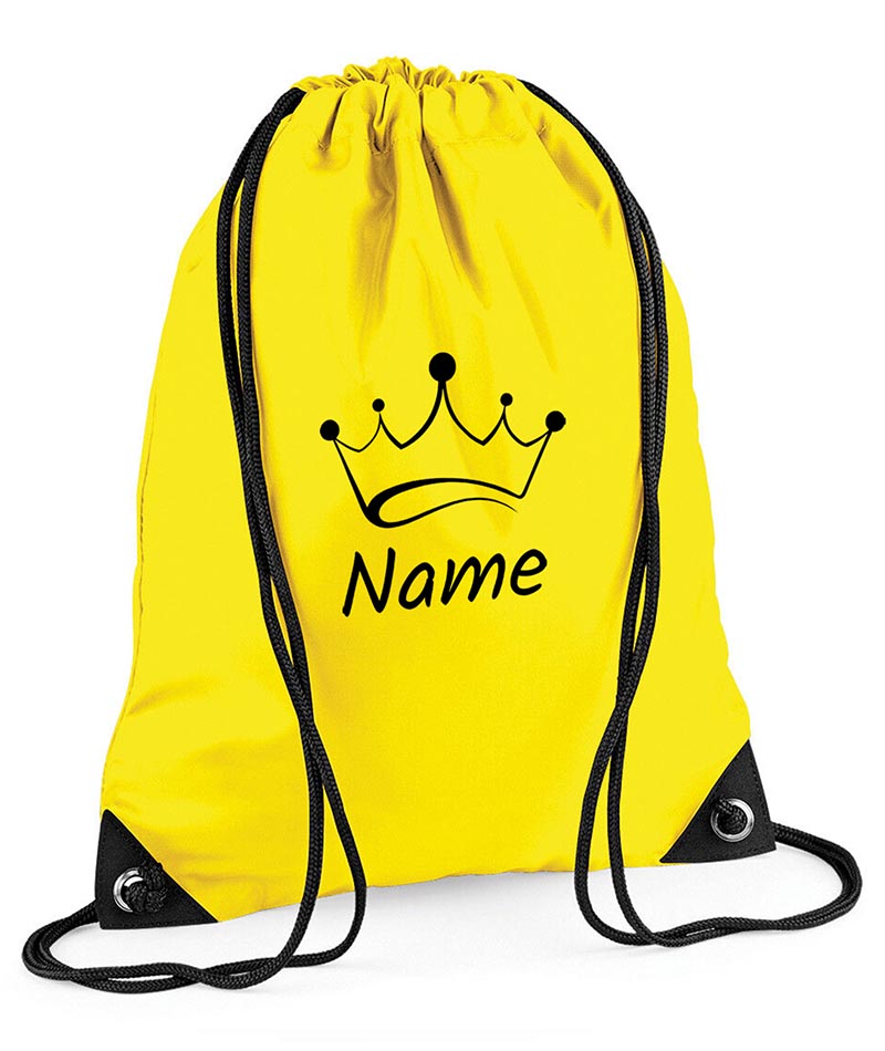 Personalised Crown Pull String Bag Unisex Drawstring Ballet Kids Gift