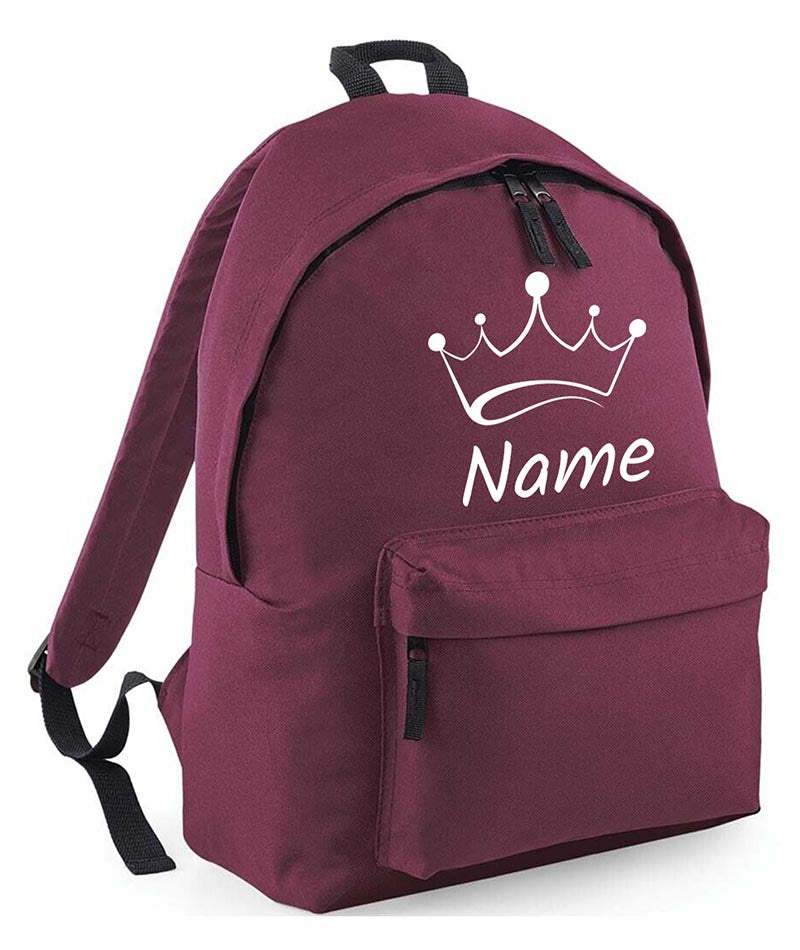 Personalised School Backpack Bag Kids Any Name Text Girls Crown Rucksack PE Kit