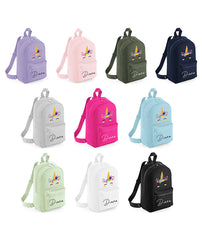 Personalised Girls Unicorn Backpack Bag Mini School PE Club Nursery Any Name Rucksack