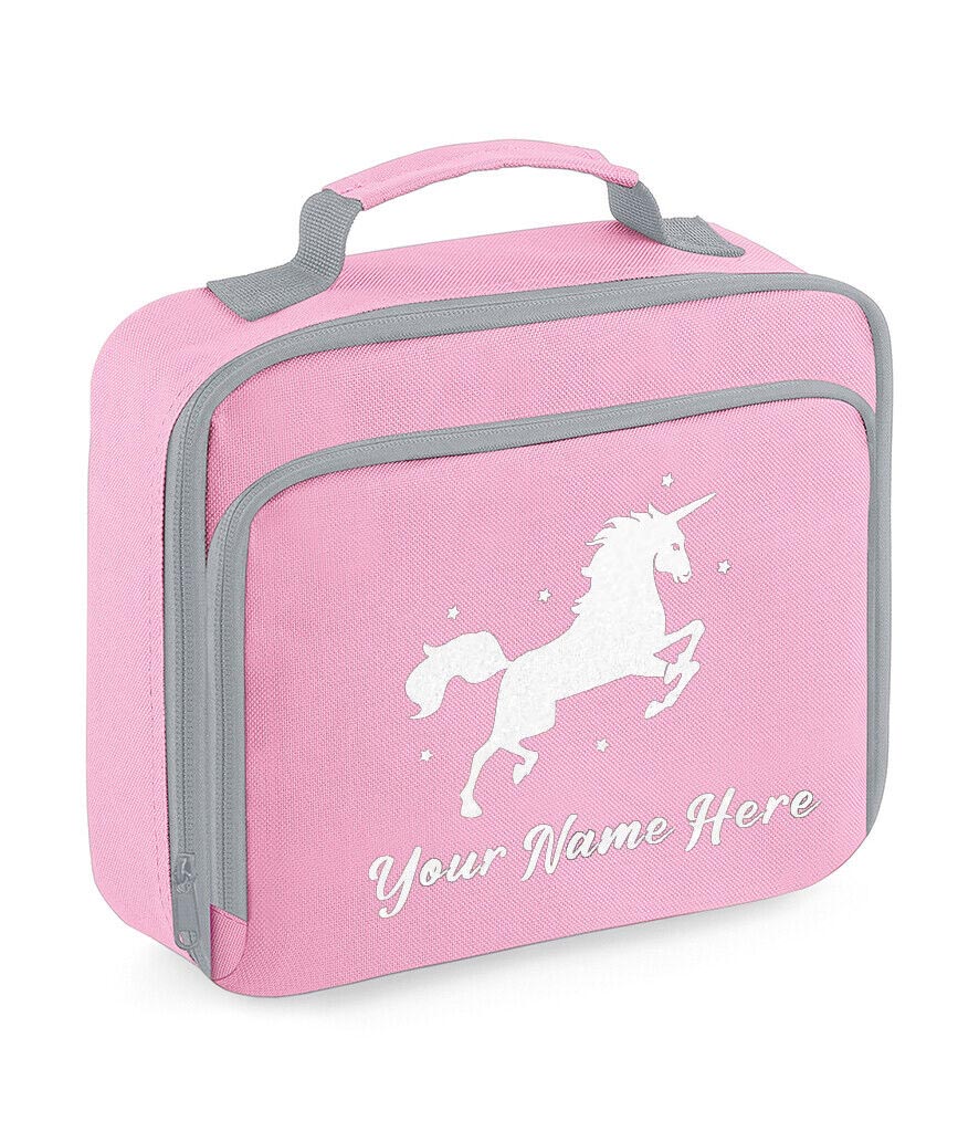 Personalised Unicorn Lunch Bag School Glitter Childrens Insulated Dinner Box