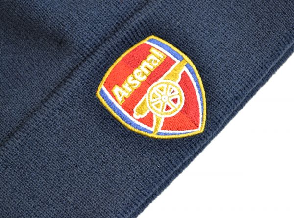 ARSENAL CREST KNITTED TURN UP HAT NAVY