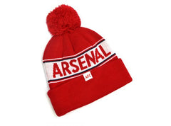 ARSENAL TEXT KNITTED BOBBLE HAT RED