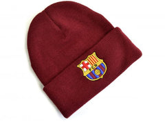 FC BARCELONA CREST KNITTED TURN UP HAT BURGUNDY