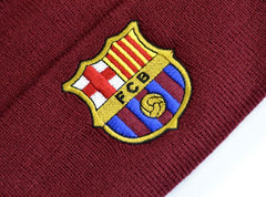 FC BARCELONA CREST KNITTED TURN UP HAT BURGUNDY