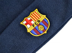 FC BARCELONA CREST KNITTED TURN UP HAT NAVY