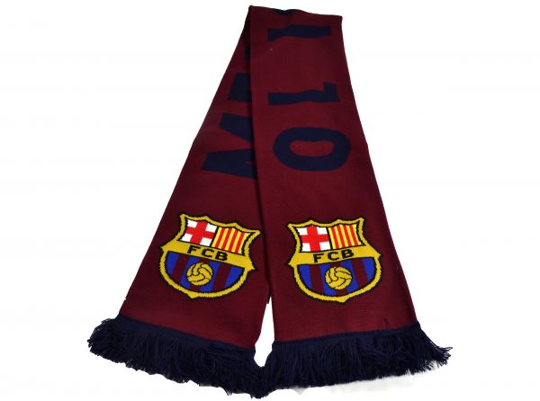 FC BARCELONA MESSI 10 HIGH DEF JACQUARD KNIT BURGUNDY SCARF