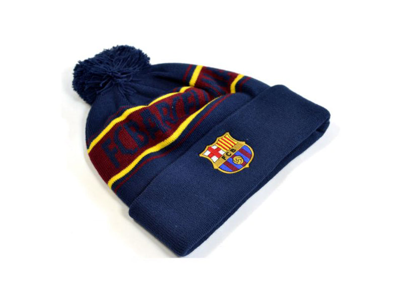 FC BARCELONA SNOWFLAKE CUFF KNITTED BOBBLE HAT