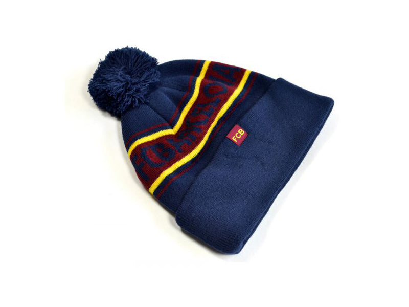 FC BARCELONA SNOWFLAKE CUFF KNITTED BOBBLE HAT