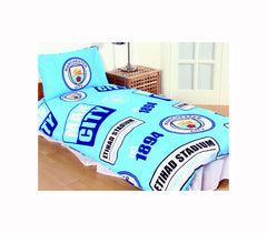 MAN CITY PATCH SINGLE DUVET AND PILLOW CASE SET