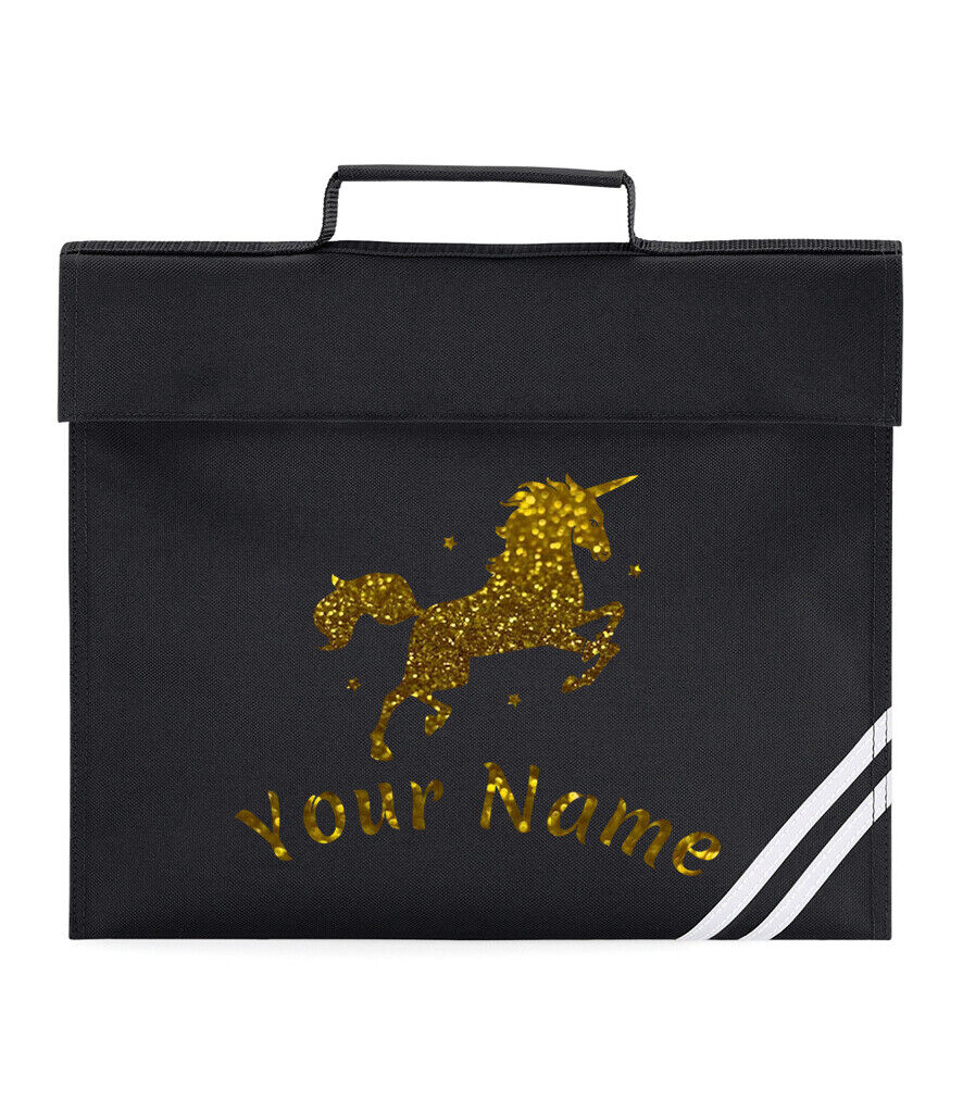 Personalised Childrens Glitter Unicorn School Book Bag Horse Riding Bookbag Gift