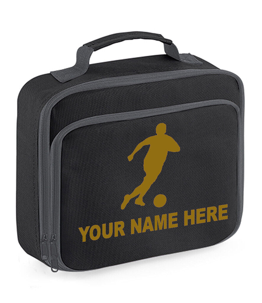 Personalised Lunch Bag Football Boys School Insulated Any Name Kids Snack Box