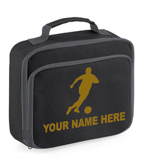 Personalised Lunch Bag Football Boys School Insulated Any Name Kids Snack Box