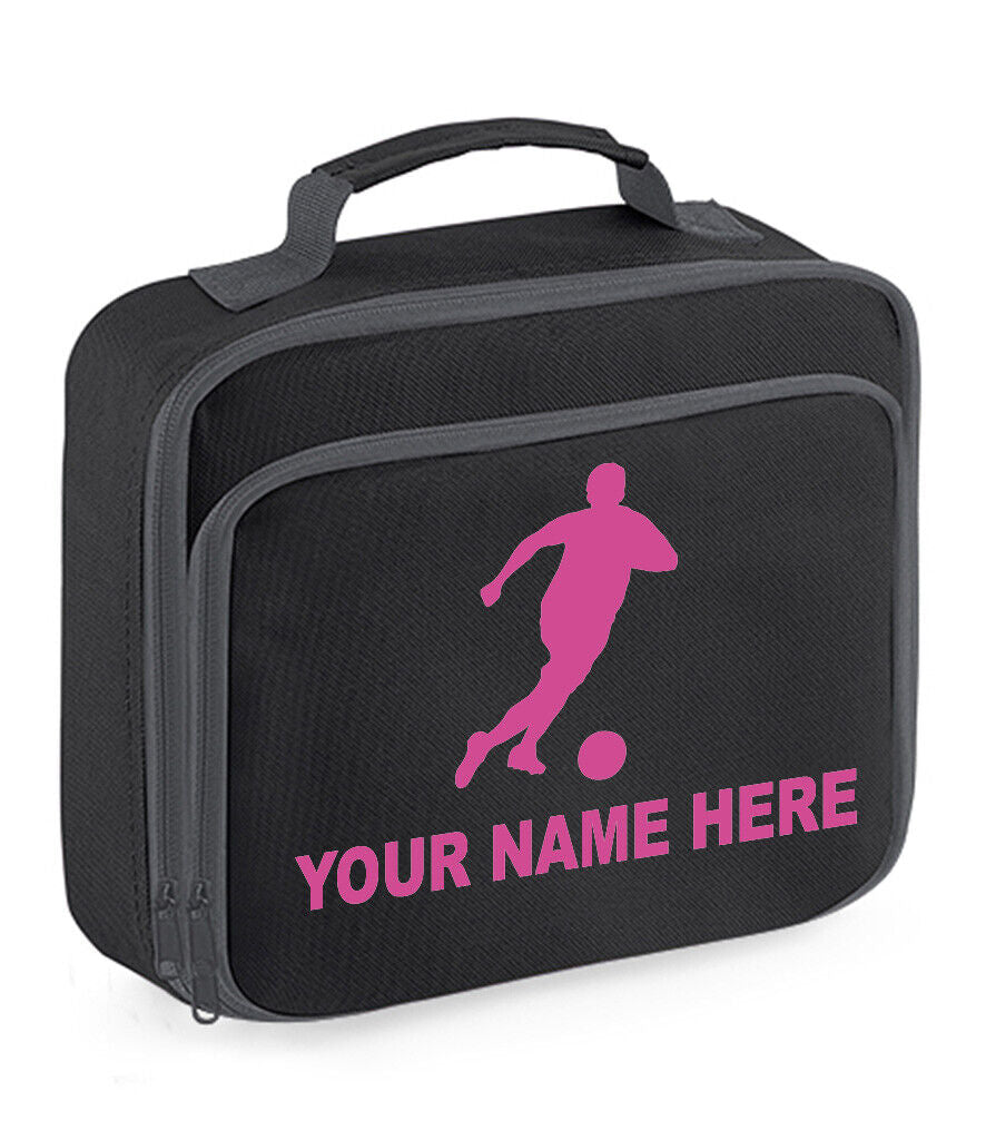 Personalised Lunch Bag Football Boys School Insulated Any Name Kids Snack Box