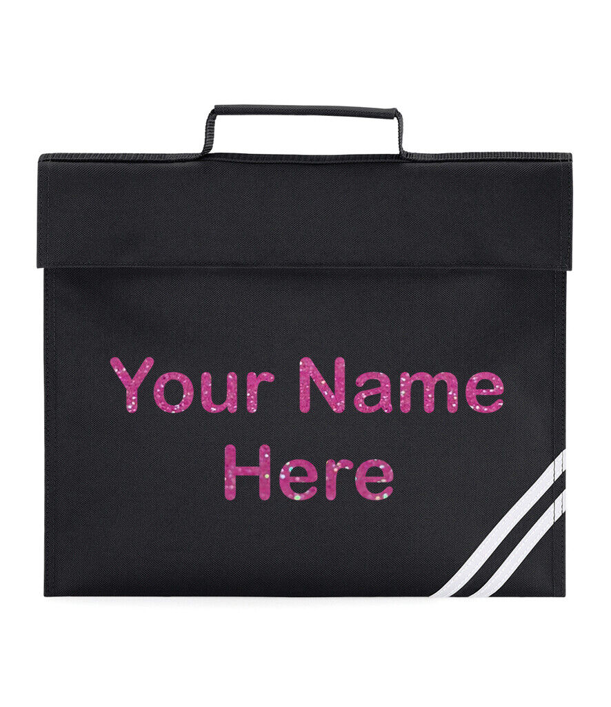 Personalised Book Bag Back To School Any Name Glitter Childrens Girls PE Gift