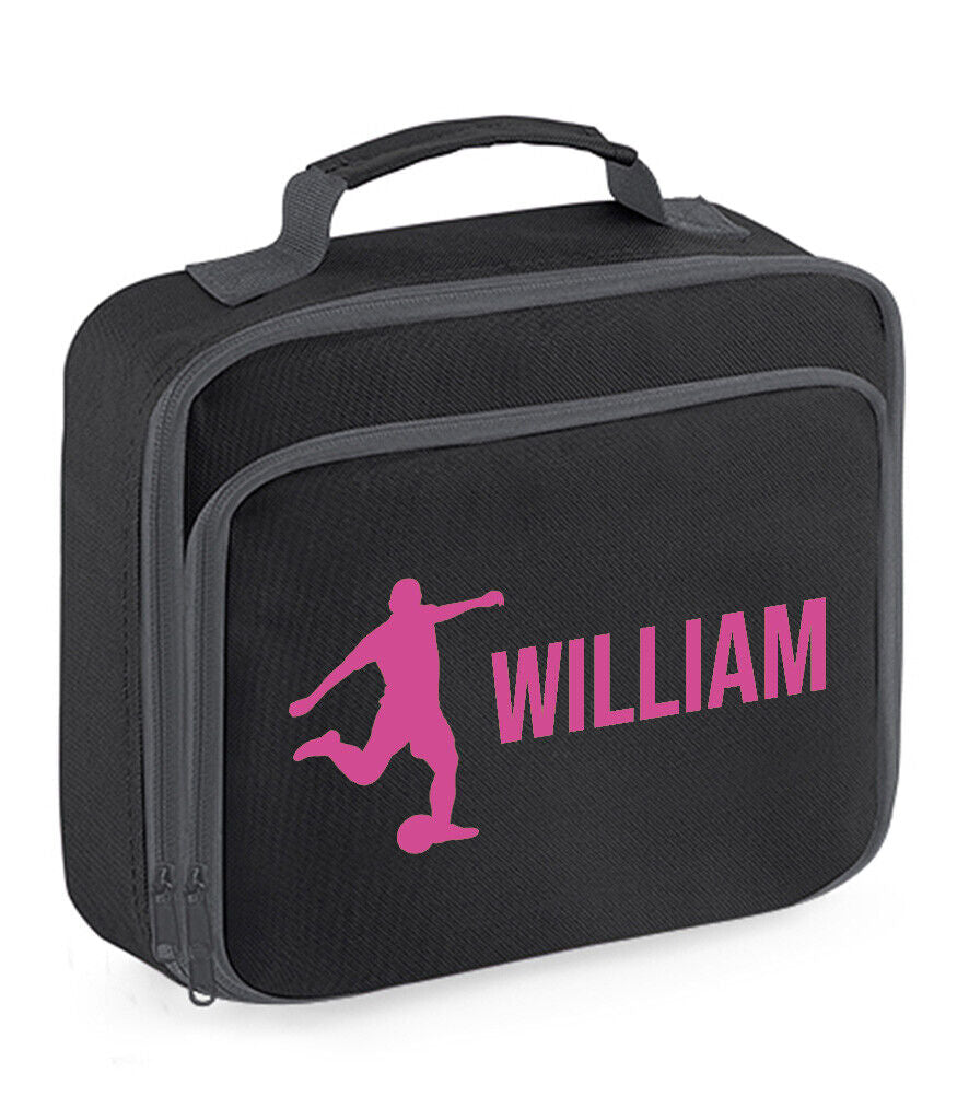 Personalised Lunch Bag Football Boys School Insulated Any Name Kids Snack Box