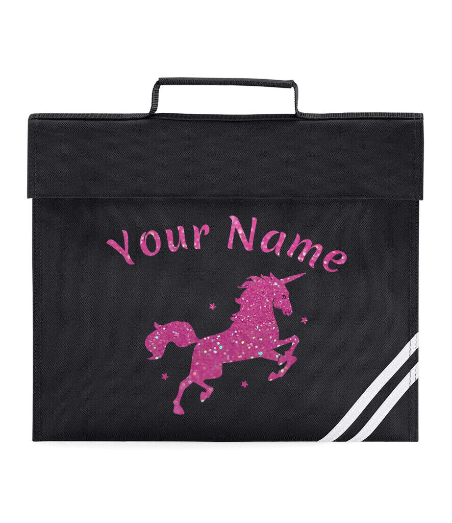 Personalised Childrens Glitter Unicorn School Book Bag Horse Riding Bookbag Gift