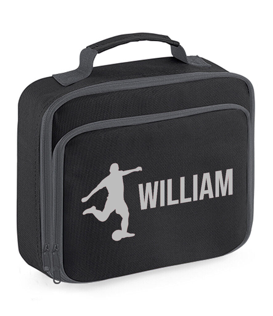 Personalised Lunch Bag Football Boys School Insulated Any Name Kids Snack Box