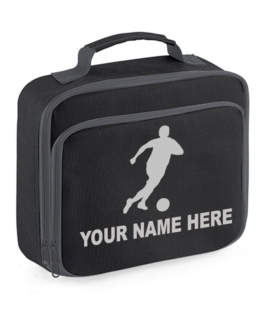 Personalised Lunch Bag Football Boys School Insulated Any Name Kids Snack Box