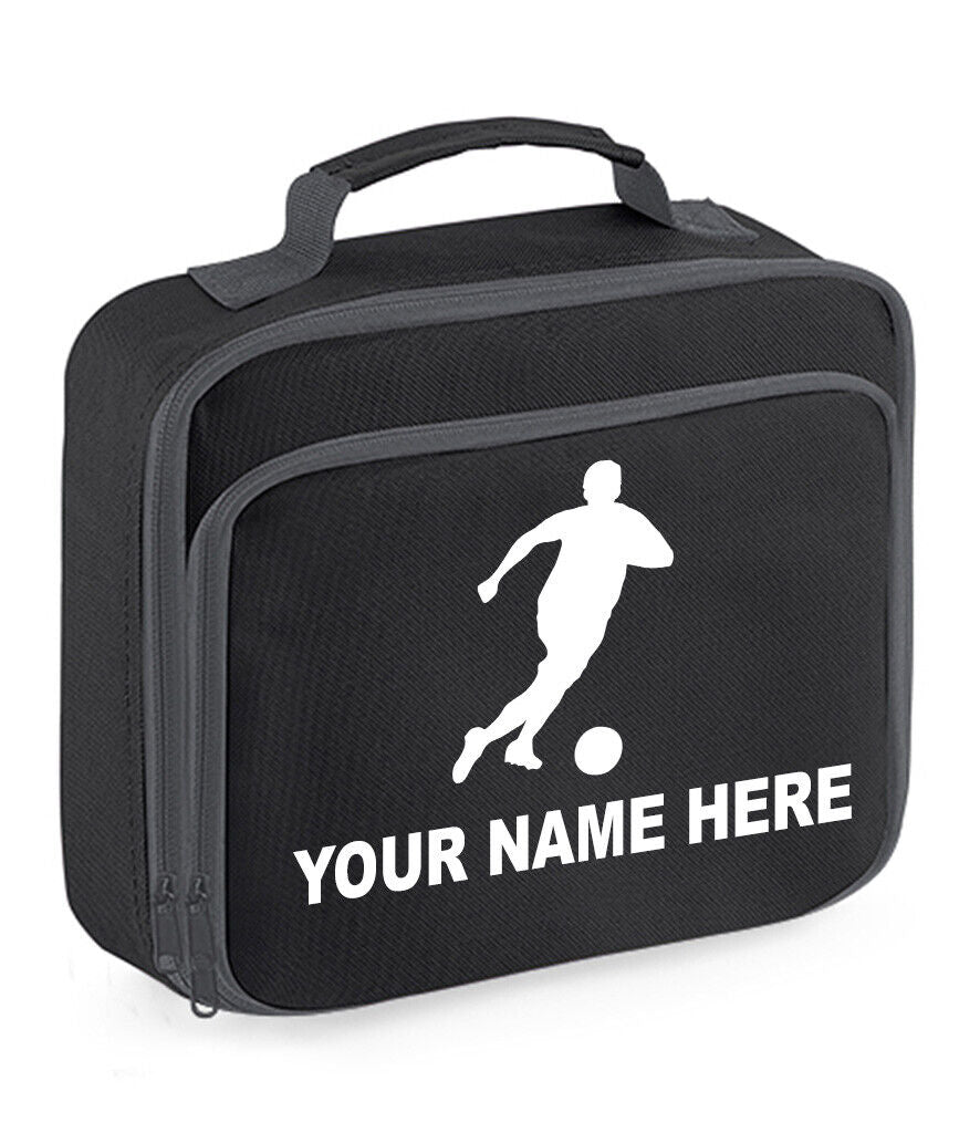 Personalised Lunch Bag Football Boys School Insulated Any Name Kids Snack Box