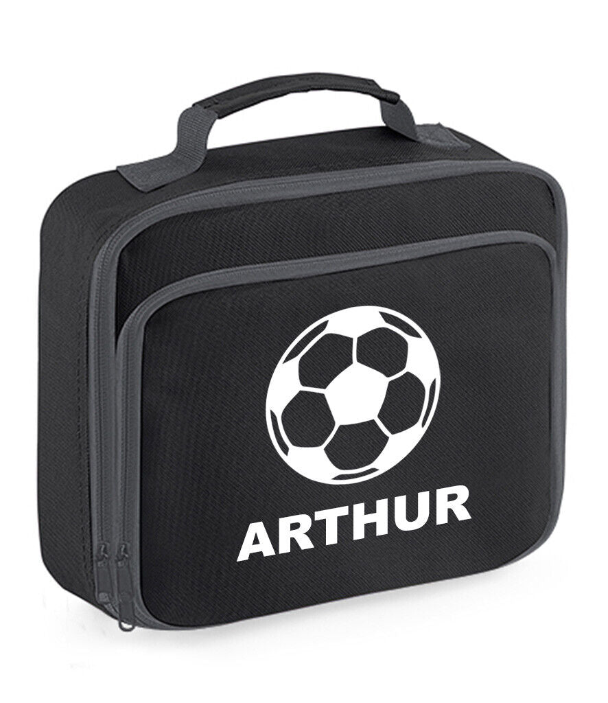 Personalised Football Lunch Box Custom Name School Kids Boys Girls Insulated Bag