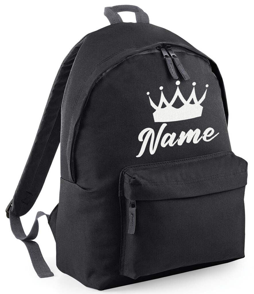 Personalised School Backpack Bag Kids Any Name Text Girls Crown Rucksack PE Kit