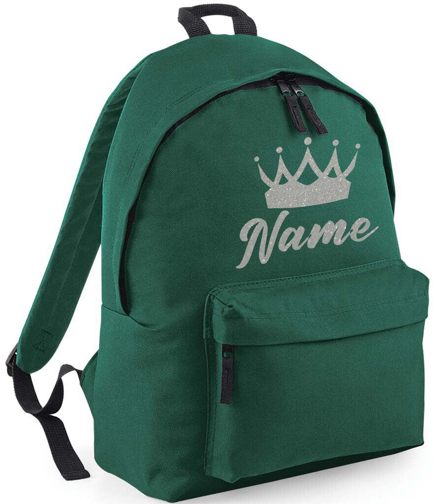 Personalised School Backpack Bag Kids Any Name Text Girls Crown Rucksack PE Kit