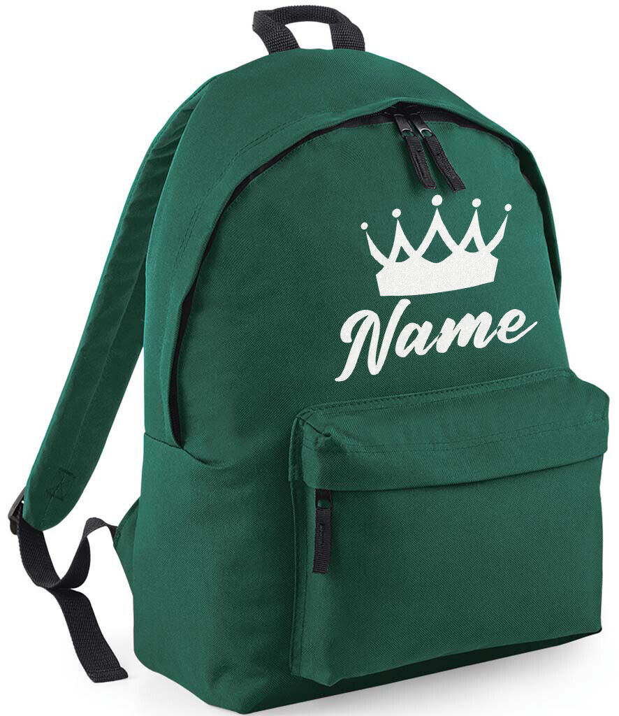 Personalised School Backpack Bag Kids Any Name Text Girls Crown Rucksack PE Kit