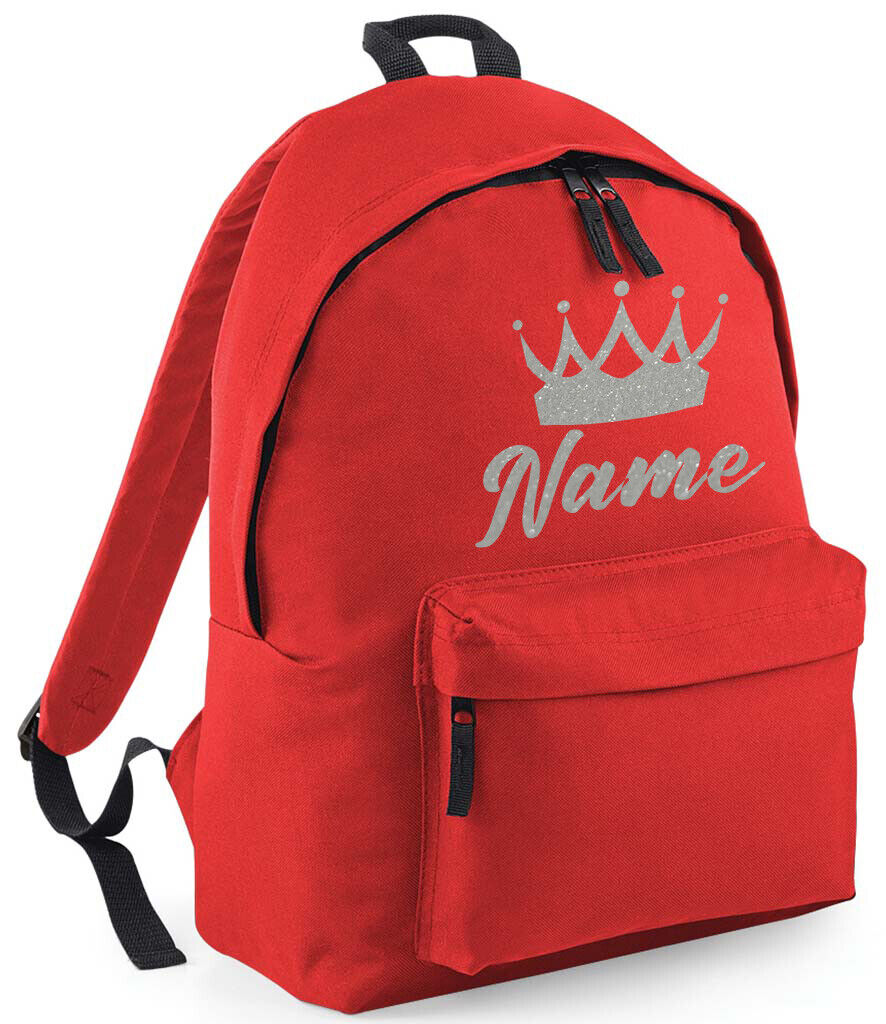 Personalised School Backpack Bag Kids Any Name Text Girls Crown Rucksack PE Kit