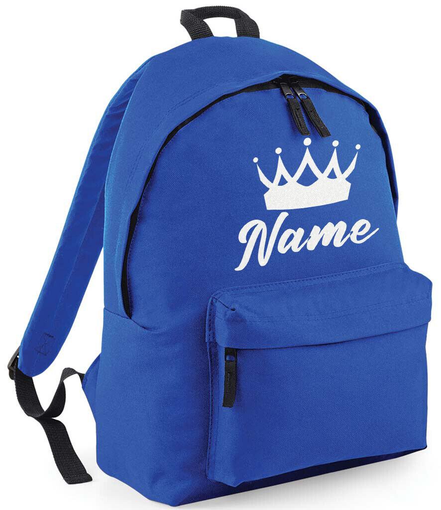 Personalised School Backpack Bag Kids Any Name Text Girls Crown Rucksack PE Kit