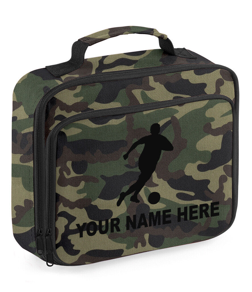 Personalised Lunch Bag Football Boys School Insulated Any Name Kids Snack Box