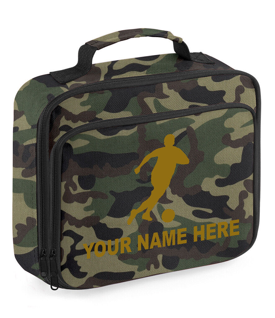 Personalised Lunch Bag Football Boys School Insulated Any Name Kids Snack Box