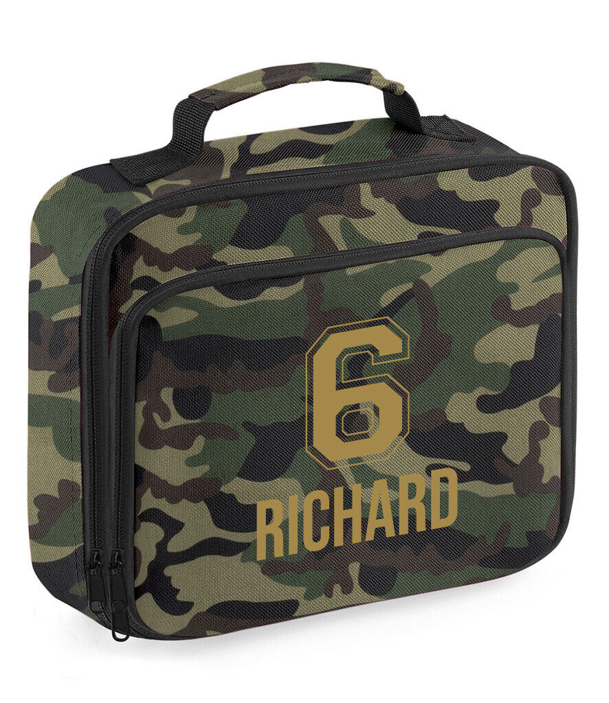 Personalised School Lunch Bag Kids Insulated Football Kids Name Number Snack Box