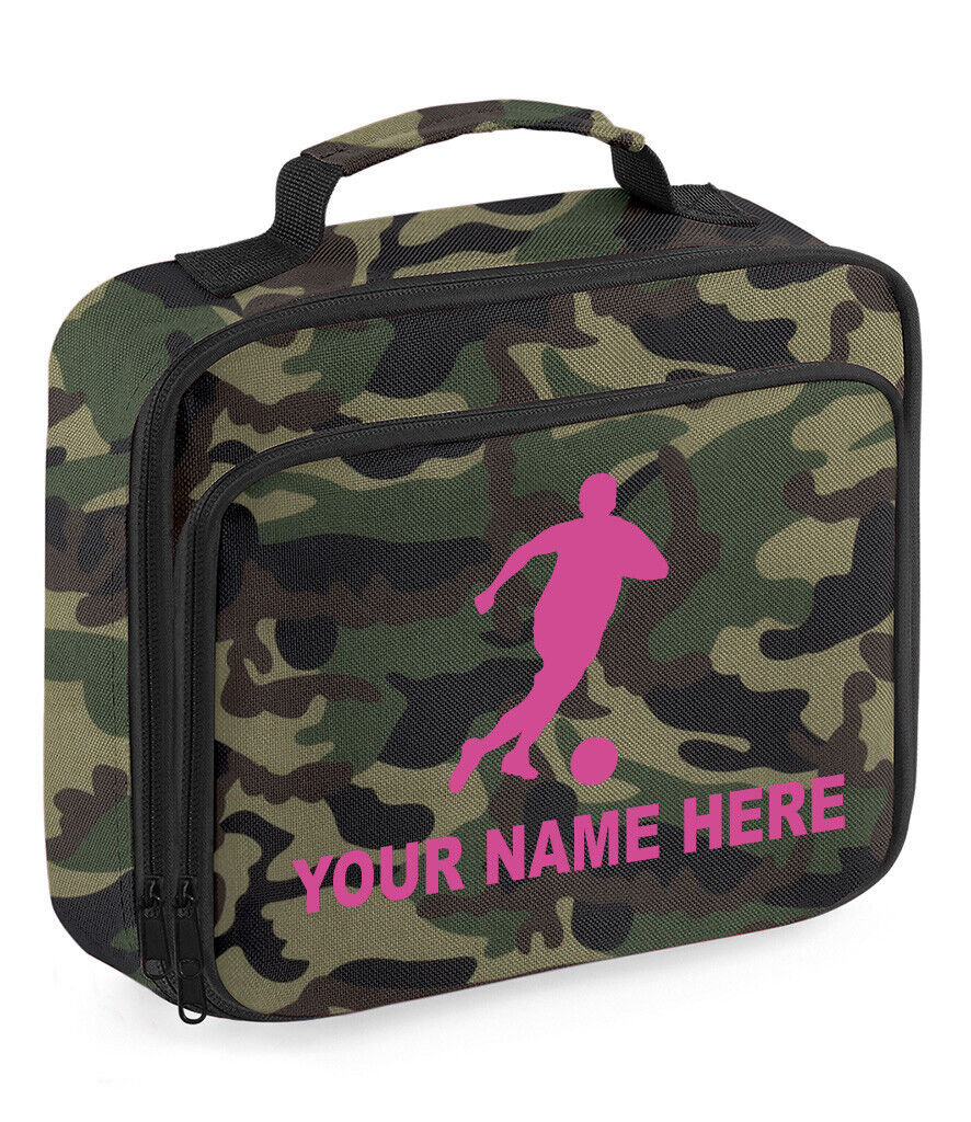 Personalised Lunch Bag Football Boys School Insulated Any Name Kids Snack Box