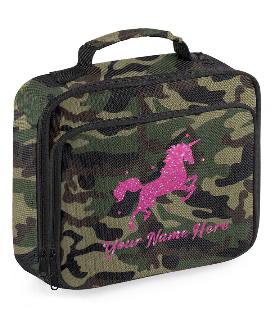 Personalised Unicorn Lunch Bag School Glitter Childrens Insulated Dinner Box