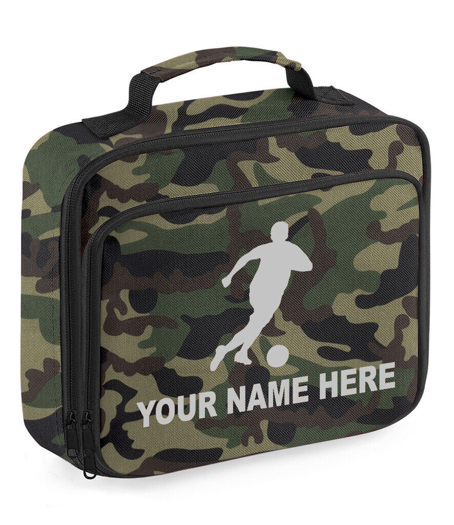 Personalised Lunch Bag Football Boys School Insulated Any Name Kids Snack Box