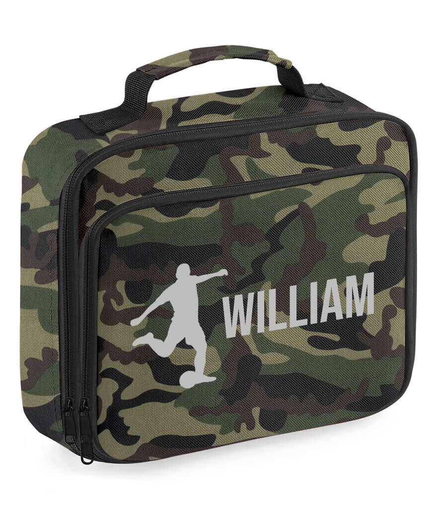 Personalised Lunch Bag Football Boys School Insulated Any Name Kids Snack Box