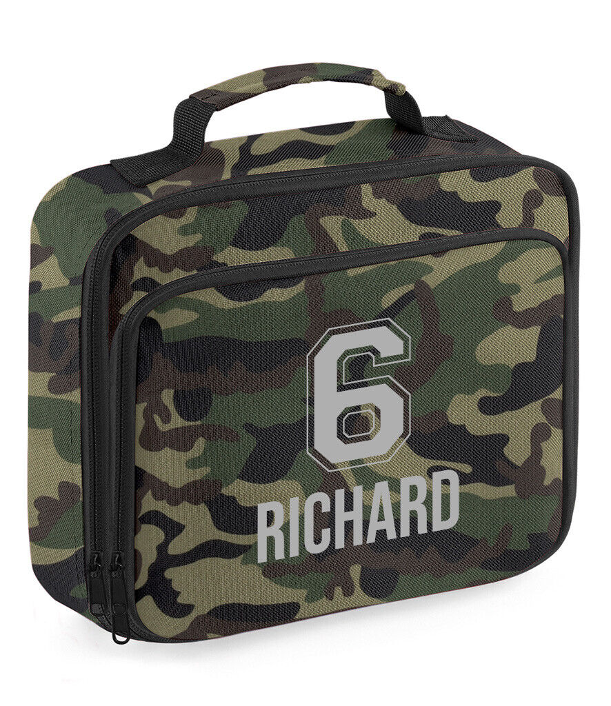 Personalised School Lunch Bag Kids Insulated Football Kids Name Number Snack Box