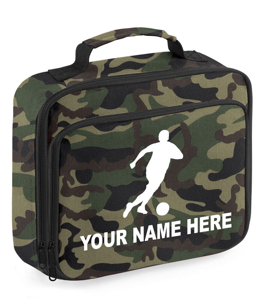 Personalised Lunch Bag Football Boys School Insulated Any Name Kids Snack Box