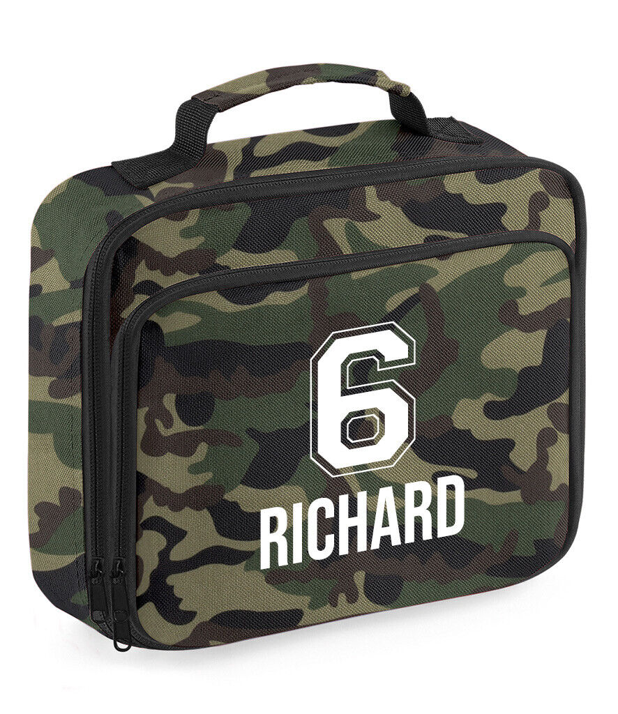 Personalised School Lunch Bag Kids Insulated Football Kids Name Number Snack Box