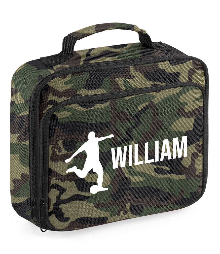 Personalised Lunch Bag Football Boys School Insulated Any Name Kids Snack Box