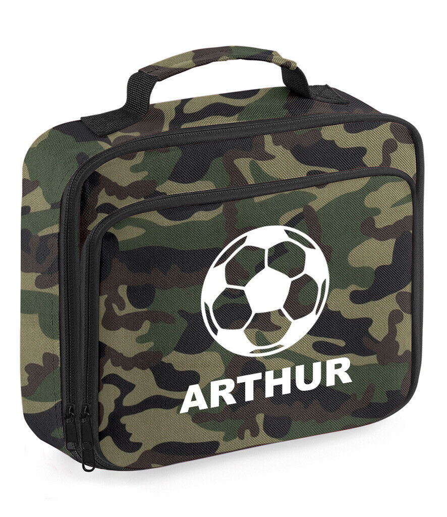 Personalised Football Lunch Box Custom Name School Kids Boys Girls Insulated Bag